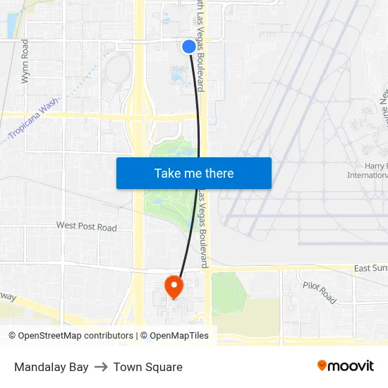 Mandalay Bay to Town Square map
