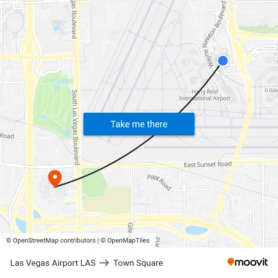Las Vegas Airport LAS to Town Square map