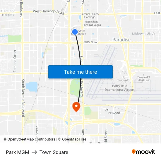 Park MGM to Town Square map