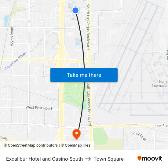 Excalibur Hotel and Casino-South to Town Square map