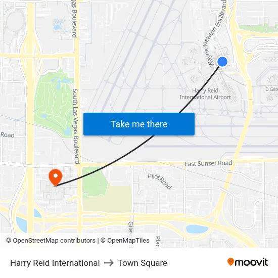 Harry Reid International to Town Square map