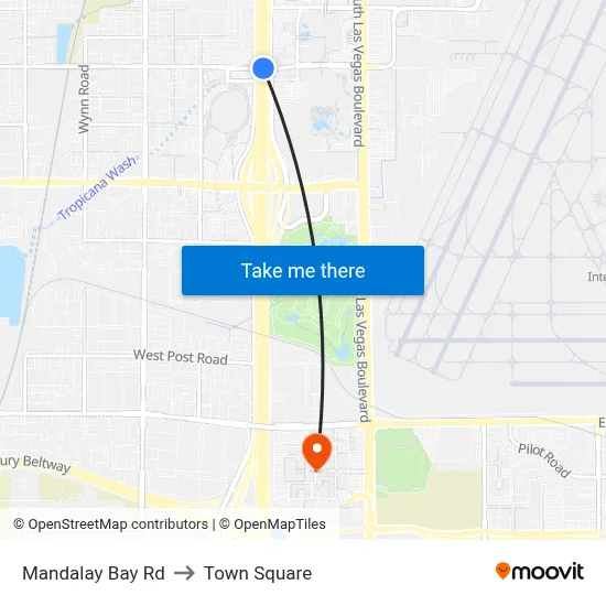 Mandalay Bay Rd to Town Square map