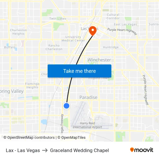 Lax - Las Vegas to Graceland Wedding Chapel map