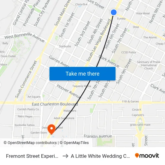 Fremont Street Experience to A Little White Wedding Chapel map