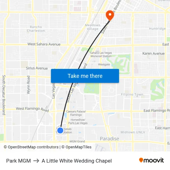 Park MGM to A Little White Wedding Chapel map
