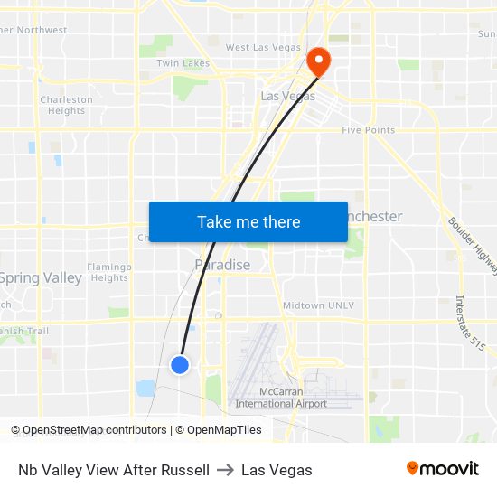 Nb Valley View After Russell to Las Vegas map