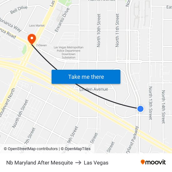 Nb Maryland After Mesquite to Las Vegas map