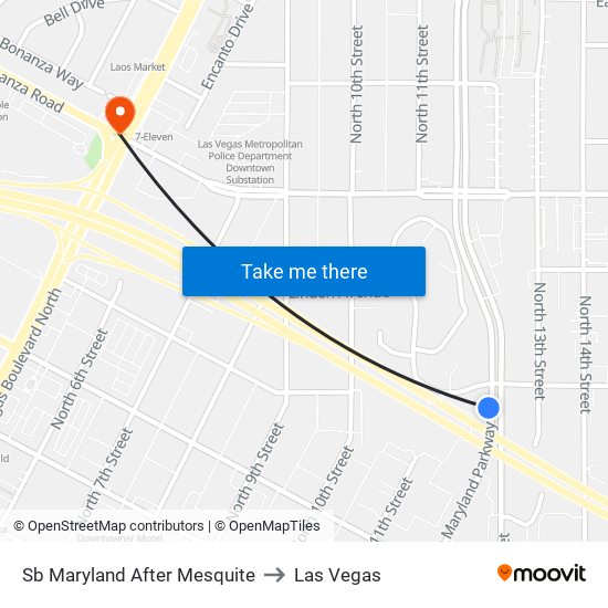 Sb Maryland After Mesquite to Las Vegas map