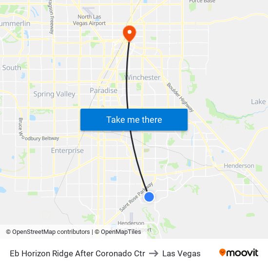 Eb Horizon Ridge After Coronado Ctr to Las Vegas map