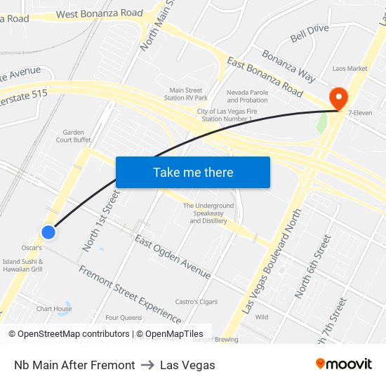 Nb Main After Fremont to Las Vegas map