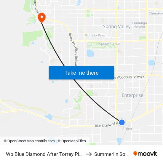 Wb Blue Diamond After Torrey Pines to Summerlin South map