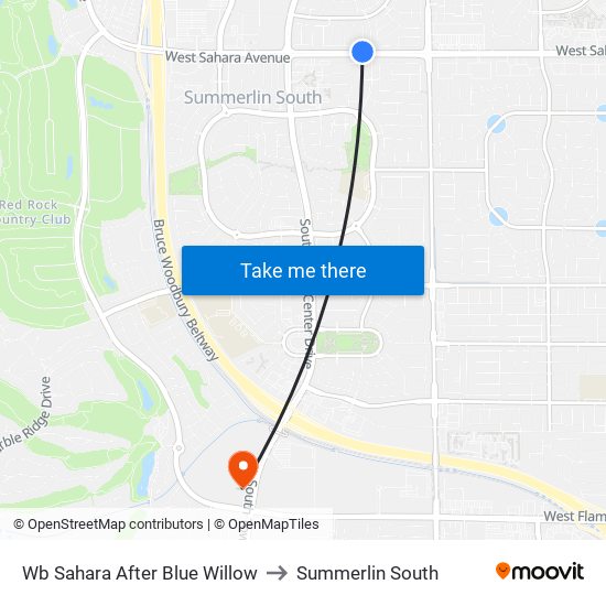 Wb Sahara After Blue Willow to Summerlin South map