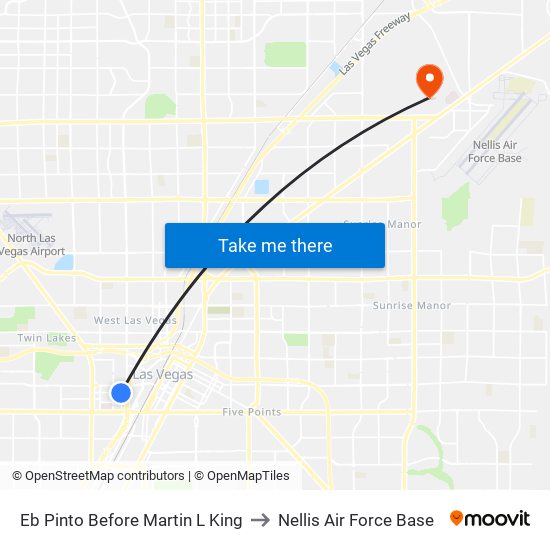 Eb Pinto Before Martin L King to Nellis Air Force Base map