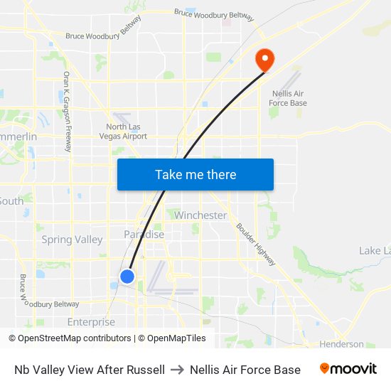 Nb Valley View After Russell to Nellis Air Force Base map