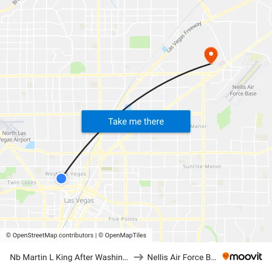 Nb Martin L King After Washington to Nellis Air Force Base map