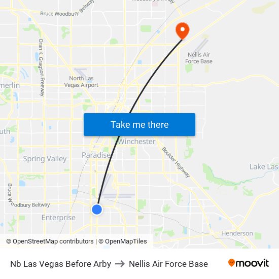 Nb Las Vegas Before Arby to Nellis Air Force Base map