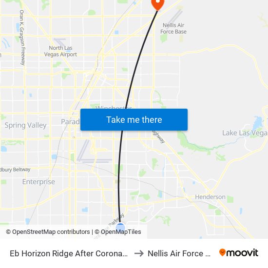 Eb Horizon Ridge After Coronado Ctr to Nellis Air Force Base map