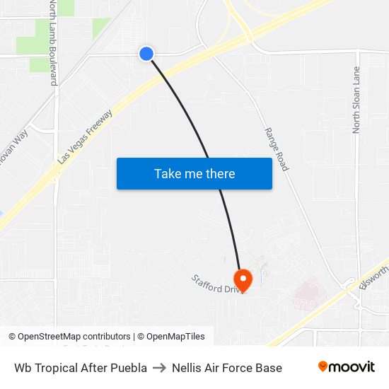 Wb Tropical After Puebla to Nellis Air Force Base map