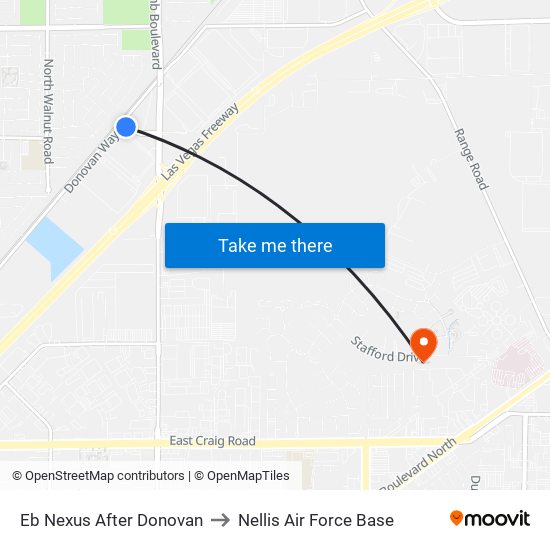 Eb Nexus After Donovan to Nellis Air Force Base map