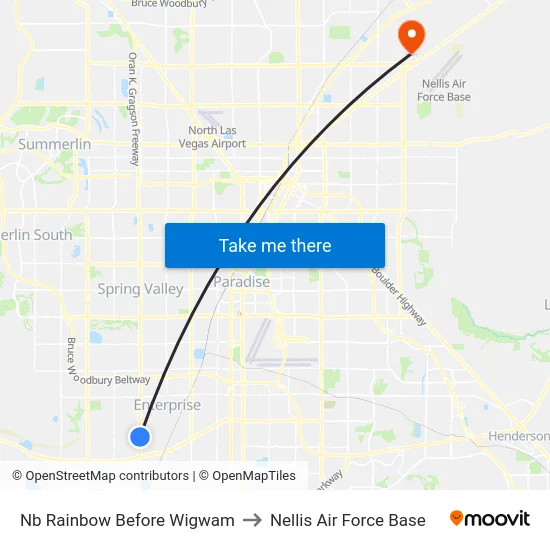 Nb Rainbow Before Wigwam to Nellis Air Force Base map