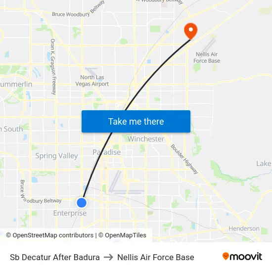 Sb Decatur After Badura to Nellis Air Force Base map