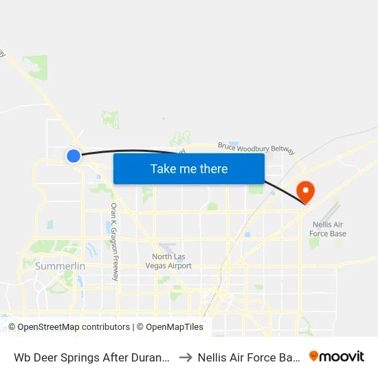 Wb Deer Springs After Durango to Nellis Air Force Base map