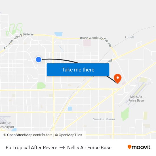 Eb Tropical After Revere to Nellis Air Force Base map