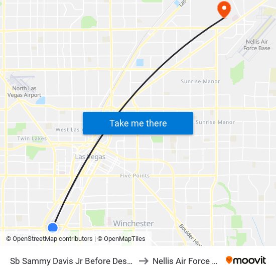 Sb Sammy Davis Jr Before Desert Inn to Nellis Air Force Base map