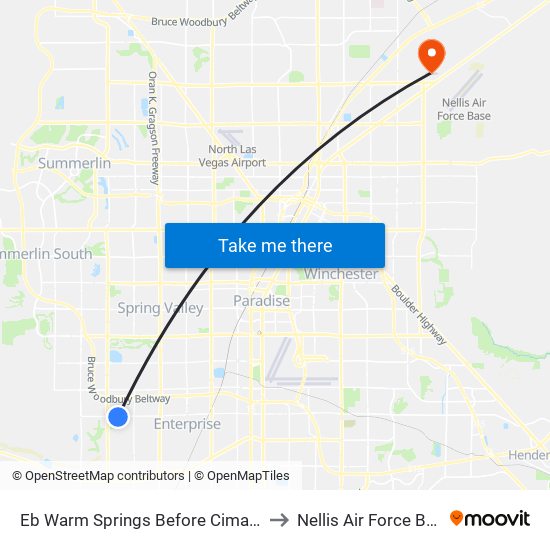 Eb Warm Springs Before Cimarron to Nellis Air Force Base map