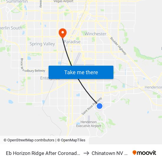 Eb Horizon Ridge After Coronado Ctr to Chinatown NV USA map