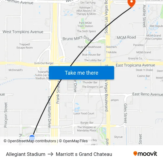 Allegiant Stadium to Marriott s Grand Chateau map