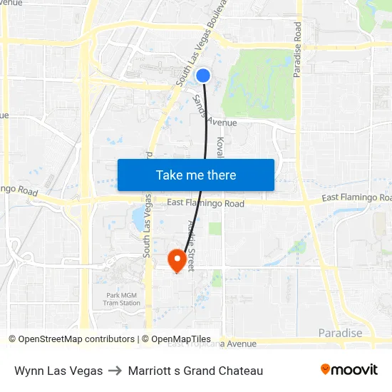 Wynn Las Vegas to Marriott s Grand Chateau map