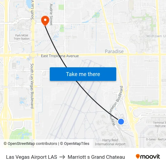 Las Vegas Airport LAS to Marriott s Grand Chateau map