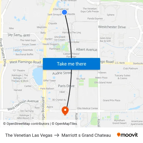 The Venetian Las Vegas to Marriott s Grand Chateau map
