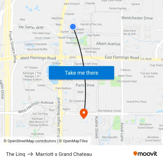 The Linq Hotel & Casino to Marriott s Grand Chateau map