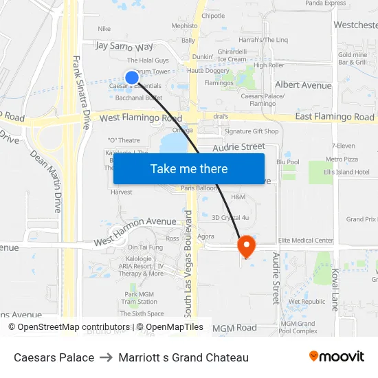 Caesars Palace to Marriott s Grand Chateau map