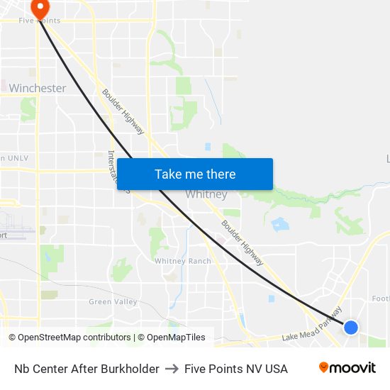 Nb Center After Burkholder to Five Points NV USA map