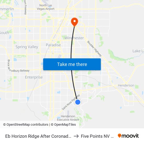 Eb Horizon Ridge After Coronado Ctr to Five Points NV USA map