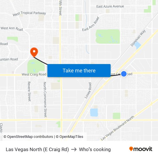 Las Vegas North (E Craig Rd) to Who"s cooking map