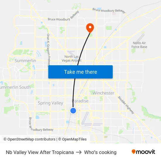 Nb Valley View After Tropicana to Who"s cooking map