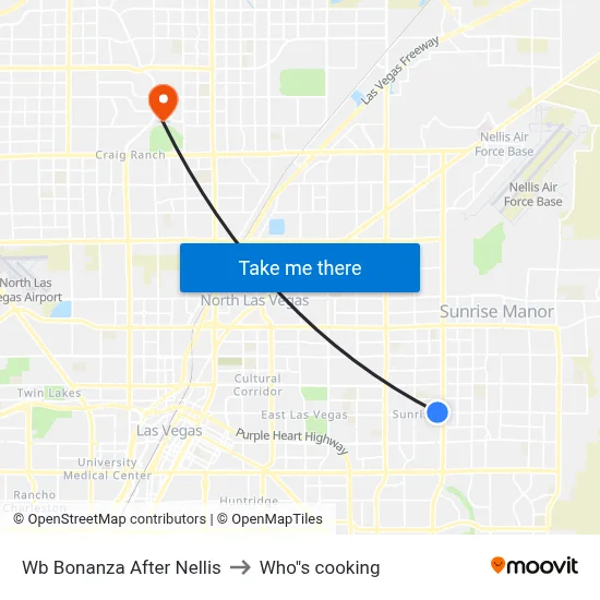 Wb Bonanza After Nellis to Who"s cooking map