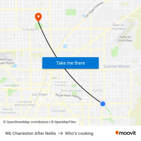 Wb Charleston After Nellis to Who"s cooking map