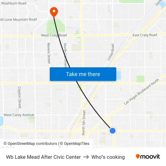 Wb Lake Mead After Civic Center to Who"s cooking map