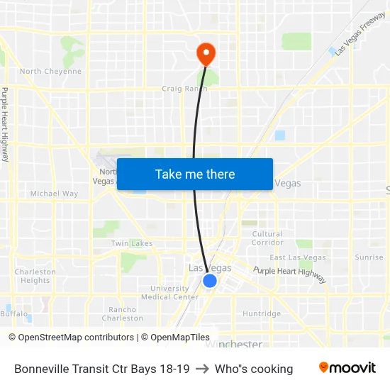 Bonneville Transit Ctr Bays 18-19 to Who"s cooking map