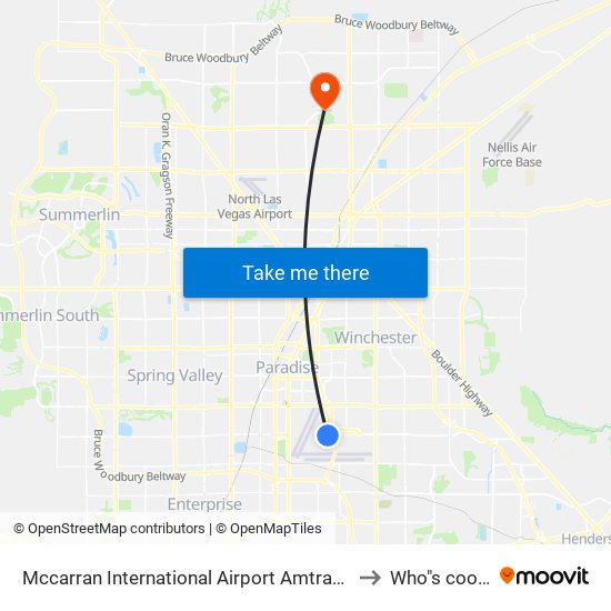 Mccarran International Airport Amtrak Bus Stop to Who"s cooking map