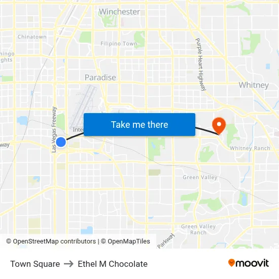 Town Square to Ethel M Chocolate map