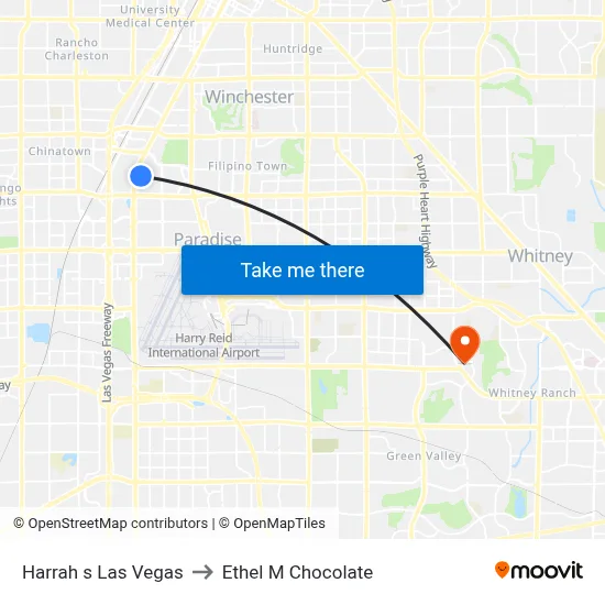 Harrah s Las Vegas to Ethel M Chocolate map