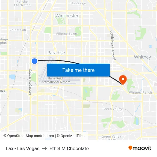 Lax - Las Vegas to Ethel M Chocolate map