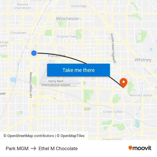Park MGM to Ethel M Chocolate map