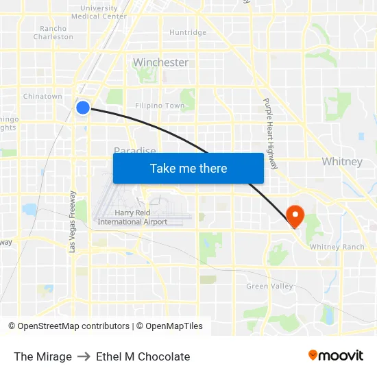 The Mirage to Ethel M Chocolate map